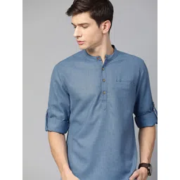 Anouk Men Blue Solid Straight Kurta-picture-28