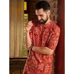 Anouk Men Brown Bandhani Printed Kurta with Trousers-picture-36