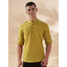 Anouk Men Checked Daily Cotton Straight Short Kurta-image-42