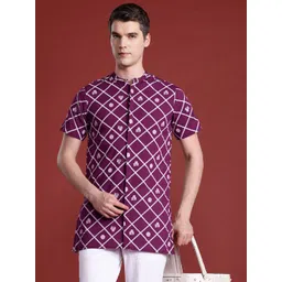 Anouk Men Cotton Geometric Indie Prints Kurta-image-15