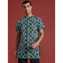 Anouk Men Cotton Geometric Indie Prints Kurta-image-6