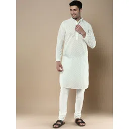 Anouk Men Embroidered Regular Chikankari Kurta with Churidar-picture-24