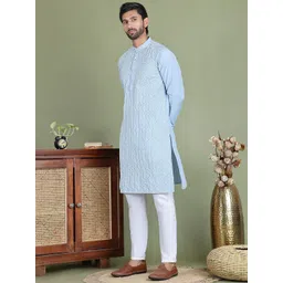 Anouk Men Embroidered Regular Chikankari Kurta with Pyjamas-picture-19