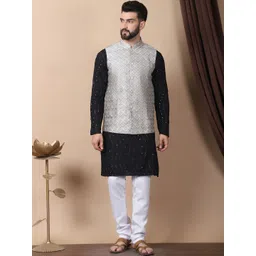 Anouk Men Embroidered Regular Sequinned Pure Cotton Kurta with Churidar-picture-40