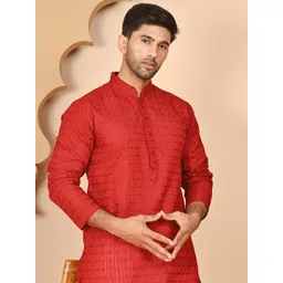 Anouk Men Ethnic Motifs Chikankari Kurta with Pyjamas-picture-22
