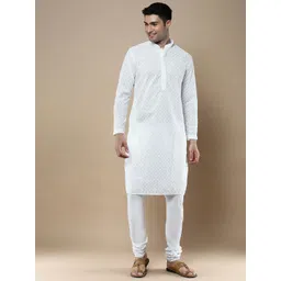 Anouk Men Ethnic Motifs Embroidered Regular Chikankari Kurta with Churidar-picture-19