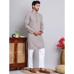Anouk Men Ethnic Motifs Embroidered Regular Sequinned Kurta with Pyjamas-picture-20