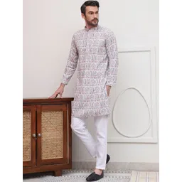 Anouk Men Ethnic Motifs Embroidered Regular Thread Work Pure Cotton Kurta with Pyjamas-picture-20