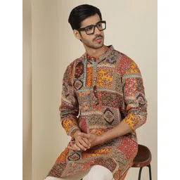 Anouk Men Ethnic Motifs Printed Festive Straight Kurtas-picture-12