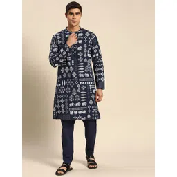 Anouk Men Ethnic Motifs Printed Regular Pure Cotton Kurta with Pyjamas-picture-20
