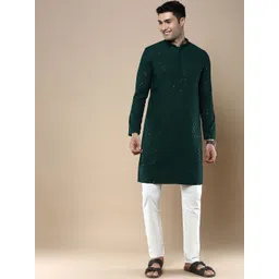 Anouk Men Floral Embroidered Regular Chikankari Kurta with Patiala-picture-24