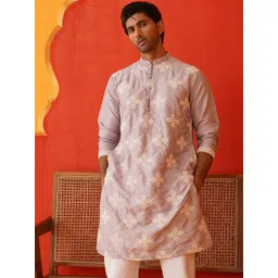 Anouk Men Floral Embroidered Regular Chikankari Kurta with Pyjamas-picture-33