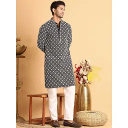 Anouk Men Floral Embroidered Regular Sequinned Kurta with Pyjamas-picture-37
