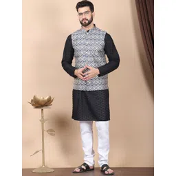 Anouk Men Floral Embroidered Regular Thread Work Pure Cotton Kurta with Churidar-picture-30