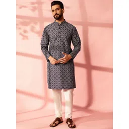 Anouk Men Floral Printed Regular Kurta with Pyjamas-picture-25