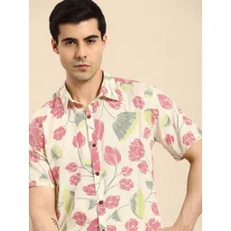 Anouk Men Floral Printed Spread Collar Short Sleeves Casual Shirt-picture-37