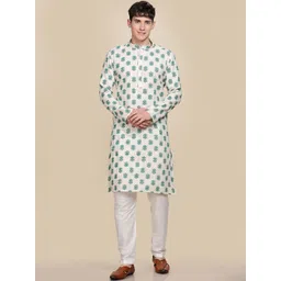 Anouk Men Geometric Checked Thread Work Kurta-picture-11