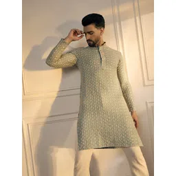 Anouk Men Geometric Embroidered Chikankari Kurta-picture-22