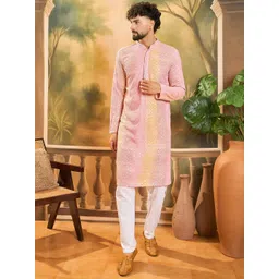 Anouk Men Multi Viscose Rayon Solid Embroidered Straight Kurta-picture-15