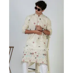 Anouk Men Multicolor Cotton Ethnic Motifs Embroidered Kurta-image-30