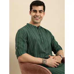 anouk Men Striped Pure Cotton Straight Kurta-picture-10