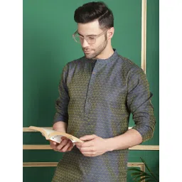 anouk Men Woven Design Silk Blend Straight Kurta-picture-27