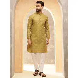 Anouk Olive Green Floral Printed Mandarin Collar Straight Kurta With Pyjamas-picture-13