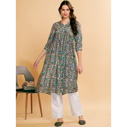 Anouk Paisley Printed V Neck Three Quarter Sleeves Empire Kurta with Palazzos-picture-40
