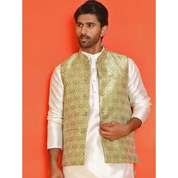 Anouk Printed Kurta With Pyjama & Nehru Jacket-picture-12