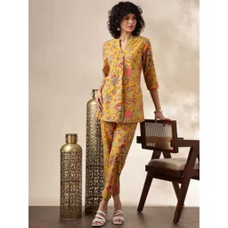 Anouk Printed Mandarin Collar Pure Cotton Tunic WithTrousers-picture-15