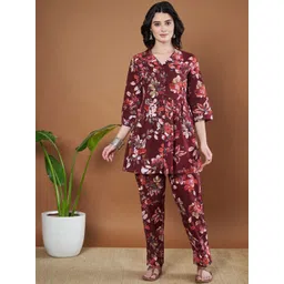 Anouk Printed Pure Cotton Shirt Collar TopWith Trousers Co-Ords Set-picture-11
