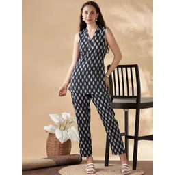 Anouk Printed V-Neck Pure Cotton Tunic & Trouser-picture-35