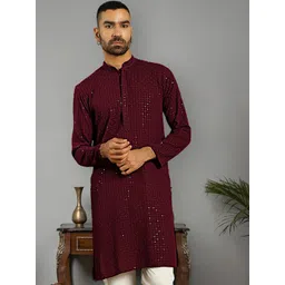 Anouk Purple Ethnic Motif Embroidered Thread Work Pure Cotton Kurta-picture-22