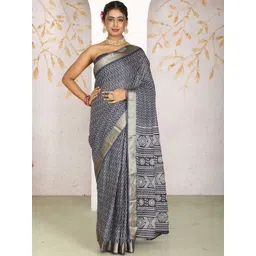 Anouk Ready to Wear Pure Cotton Handloom Ikat Saree With Pocket-picture-25