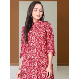 Anouk Red Floral Printed Mandarin Collar Straight Kurta-picture-35