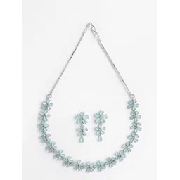 Anouk Rhodium-Plated AD-Studded Necklace & Earrings-picture-17