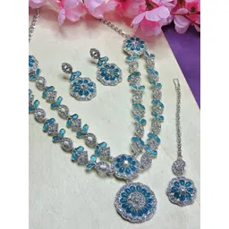 Anouk Rhodium-Plated Artificial Stone Studded JewellerySet-picture-38