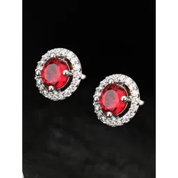 Anouk Rhodium-Plated Artificial Stones Studded Circular Shaped Studs-picture-29
