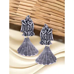 Anouk Rhodium-Plated Radha Krishan Dome Shaped Jhumkas-picture-22