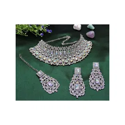Anouk Rhodium-Plated Stone-Studded Jewellery Set-picture-15