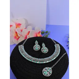 Anouk Rhodium-Plated Stone-Studded Jewellery Set-picture-13