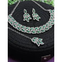 Anouk Rhodium-Plated Stone-Studded Jewellery Set-picture-21