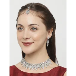 Anouk Rhodium-Plated Stone-Studded Jewellery Set-picture-14