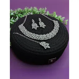 Anouk Rhodium-Plated Stone Studded Jewellery Set-picture-22