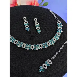 Anouk Rhodium-Plated Stone Studded Jewellery Set-picture-10