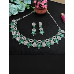 Anouk Rhodium-Plated Stones Studded Jewellery Set-picture-35