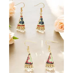Anouk Set Of 2 Artificial Stones Beaded Contemporary Shaped Jhumkas-picture-24