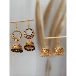 Anouk Set Of 2 Gold-Plated Alloy Artificial Beads Jhumkas-image-37
