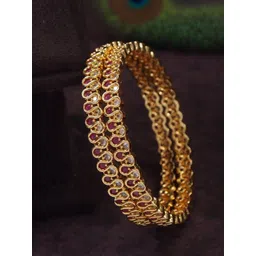 Anouk Set Of 2 Gold-Plated American Diamond Studded Bangles-image-38