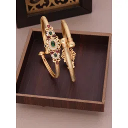 Anouk Set of 2 Gold-Plated Brass American Diamond Bangle-image-17